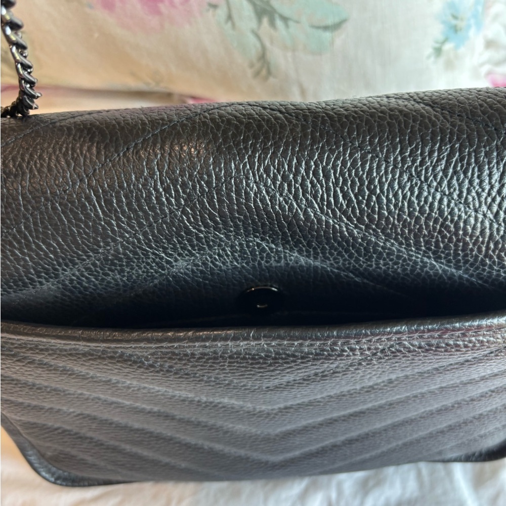 Anna Paola Black Leather Bag Crossbody or Shoulder, Adjustable Chain Strap - Picture 14 of 16